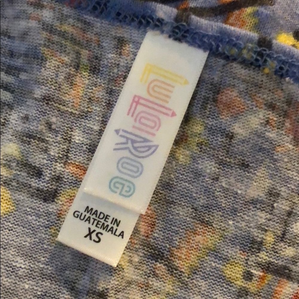 LuLaRoe Blue, & YellowGeometric Classic T Top - Picture 6 of 6